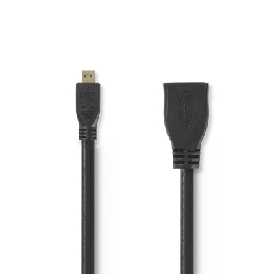 Billede af High Speed HDMI kabel med Ethernet Stik 4K@30Hz 10.2 Gbps 0.20 m Runde PVC Sort Plastikpose