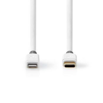 Billede af USB kabel 2.0 Apple Lightning 8 pin Type C Han 480 Mbps 18 W Guldplateret 1.00 m Runde PVC Grå / Hvid Window Box