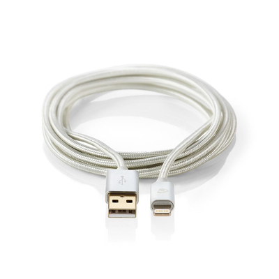 Billede af USB kabel 2.0 Apple Lightning 8 pin A han 480 Mbps 12 W Guldplateret 3.00 m Runde Flettet / Nylon Aluminium Cover Window Box