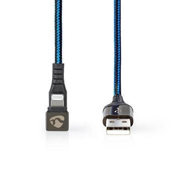 Billede af USB kabel 2.0 Apple Lightning 8 pin A han 480 Mbps 12 W Nikkelplateret 1.00 m Runde Flettet / Nylon Blå Sort Cover Window Box