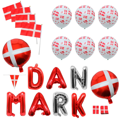 Billede af Danmark Oppyntningssæt med Balloner &amp; Flag