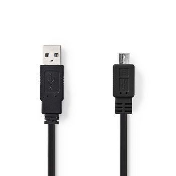 Billede af USB kabel 2.0 A han Micro B 480 Mbps Nikkelplateret 1.00 m Fladt PVC Sort Plastikpose