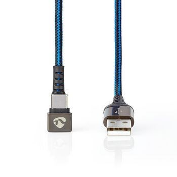 Billede af USB kabel 2.0 A Han Type C 480 Mbps Guldplateret 1.00 m Runde Flettet / Nylon Blå Sort Cover Window Box