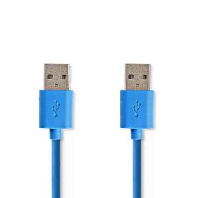 Billede af USB kabel 3.2 Gen 1 A han 5 Gbps Nikkelplateret 1.00 m Runde PVC Blå Plastikpose