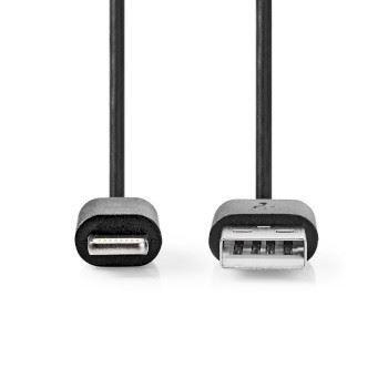 Billede af USB kabel 2.0 Apple Lightning 8 pin A han 480 Mbps Nikkelplateret m Runde PVC Sort Box