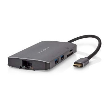 Billede af USB Multi Port Adapter 3.2 Gen 1 C Han HDMI udgang / Micro SD RJ45 Hun 3x A 5 Gbps 0.20 m Runde Guldplateret PVC Antracit Box