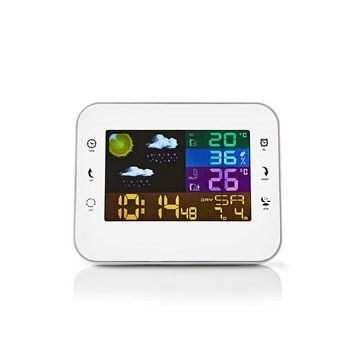 Billede af Nedis vejrstation Indendørs &amp; Udendørs Vejrudsigt Farve LCD Display Touchscreen Tidsvisning luftfugtighed fugtighed Inkluderet trådløs vejrsensor Hvid / Sølv