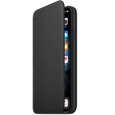 Afbeelding van Origineel Apple iPhone 11 Pro Max Hoesje Echt leder Bookcase Zwart Telefoonhoesje