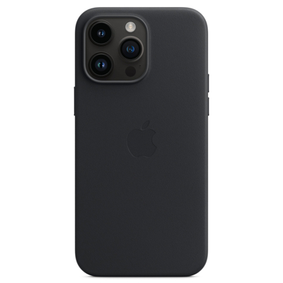 Afbeelding van Apple Leather Case + MS iPhone 14 Pro Max Midnight