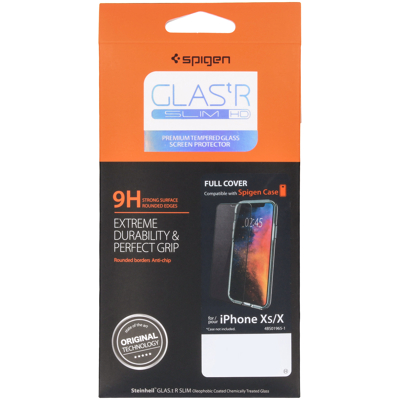 Afbeelding van Screenprotector Apple iPhone X: Spigen GLAStR smartphone Zwarte randen