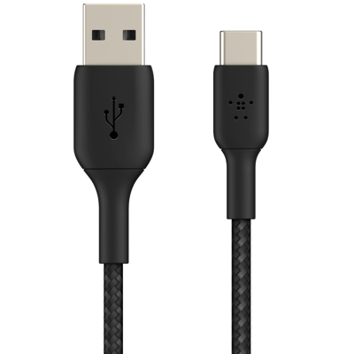 Afbeelding van USB A naar C kabel 1 meter 2.0 (Nylon, Zwart)