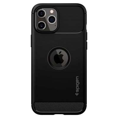 Afbeelding van Apple iPhone 12 Hoesje Siliconen en TPU (zacht) Spigen Softcase/Backcover Zwart Telefoonhoesje Shockproof/Valbescherming