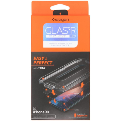 Afbeelding van Screenprotector Apple iPhone Xr: Spigen GLAStR + Applicator