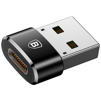 Afbeelding van USB naar C adapter van Baseus Zwart Kunststof