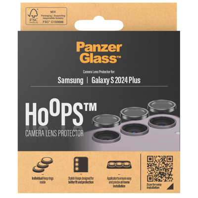Afbeelding van Screenprotector Samsung Galaxy S24 Plus: PanzerGlass Camera Protector Hoop Optic Rings Zwarte randen