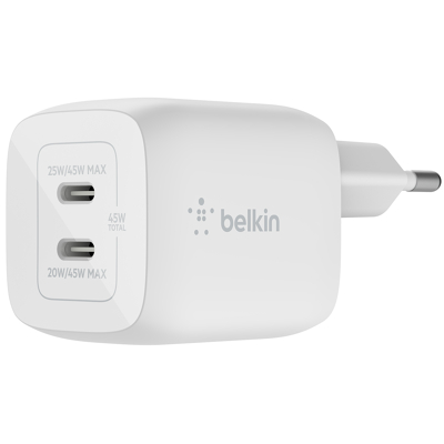 Afbeelding van Belkin 45W PD PPS Dual USB C GaN Charger Universal