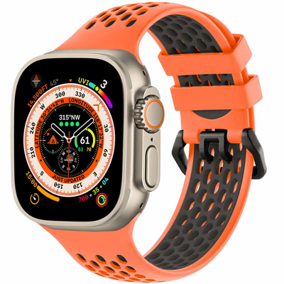 Afbeelding van Apple Watch bandje Siliconen en TPU (zacht) Oranje Geschikt voor Series 1 9 / SE Ultra (2)