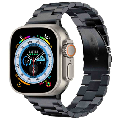 Afbeelding van Apple Watch bandje Staal Zwart Geschikt voor Series 1 9 / SE Ultra (2)