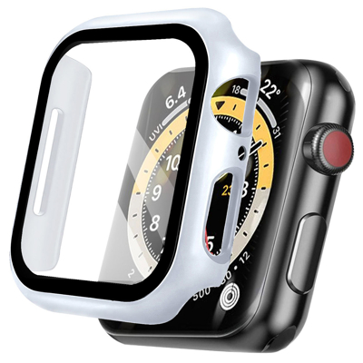 Afbeelding van Apple Watch 45 mm Hoes: iMoshion Full Cover Hardcase Zilver Kunststof Smart Covers