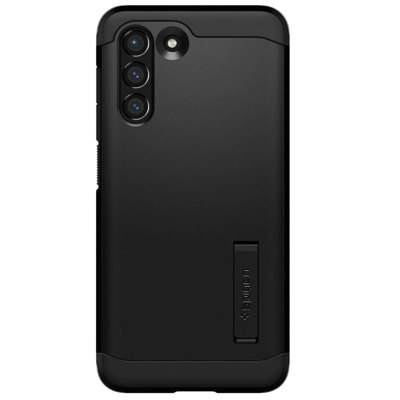 Afbeelding van Samsung Galaxy S21 FE Hoesje Kunststof Spigen Backcover/Hardcase Zwart Telefoonhoesje Shockproof/Valbescherming