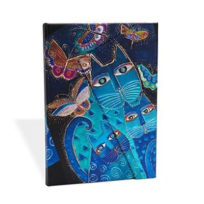 Afbeelding van Notitieboek Paperblanks Blue Cats &amp; Butterflies Midi Gelinieerd