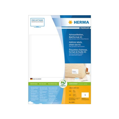 Afbeelding van HERMA Etiket 8690 148.5x205mm premium wit 400stuks