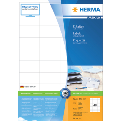 Afbeelding van Etiket HERMA 4610 52.5x29.7mm premium wit 8000stuks
