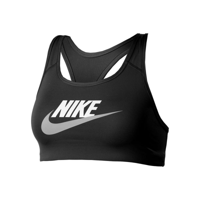 Abbildung von Nike Dri Fit Swoosh Club Graphic Sport BH Damen Schwarz, Weiß, Größe XS