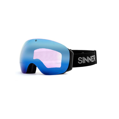 Afbeelding van Sinner Avon Skibril Mat Zwart Met Blauwe En Oranje Sintrast Lens