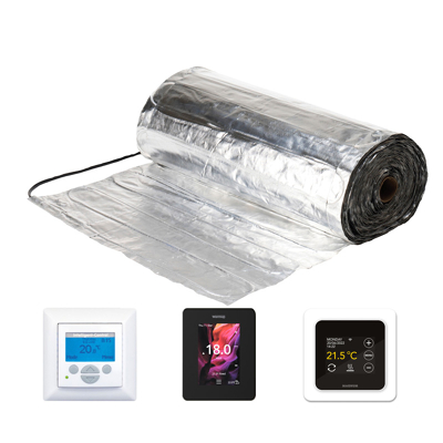 Afbeelding van Warmup Set 1m² Verwarmingsfolie + gratis thermostaat oa laminaat, PVC 15jr Garantie elektrische vloerverwarming