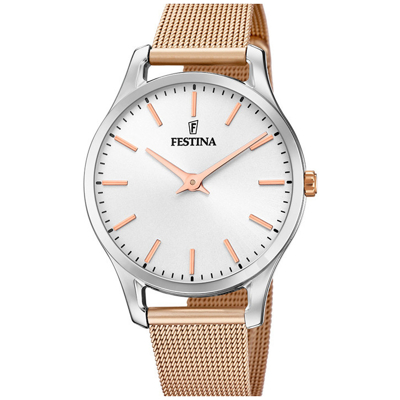 Afbeelding van Festina F20506/1 Horloge Boyfriend staal zilver en rosekleurig 34 mm
