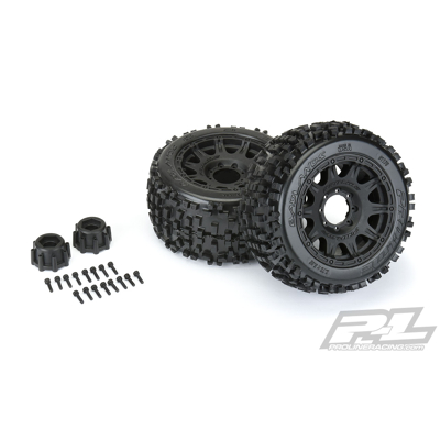 Afbeelding van Badlands 3.8&quot; All Terrain Tires Mounted for 17mm MT Front or Rear, on Raid Black 8x32 Removable Hex Wheels
