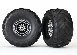 Afbeelding van Tires &amp; wheels, assembled, glued (chrome Terra Groove dual profile tires, foam inserts) (electric rear) (2)