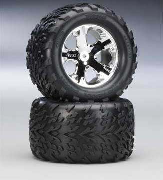 Afbeelding van Tires &amp; wheels, assembled, glued (2.8) (All Star chrome whee