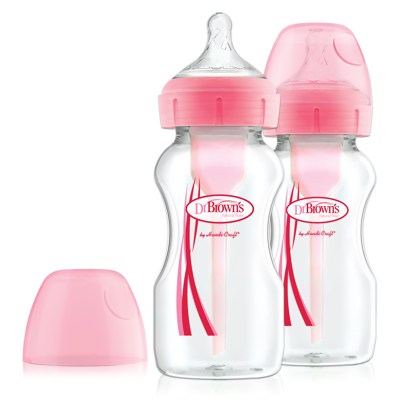 Afbeelding van Dr Brown&#039;s Options+ Anti colic 270 ml Roze 2 pack Brede Hals Fles WB92601 GBX +