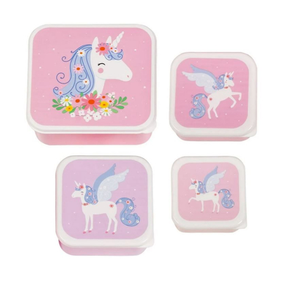 Afbeelding van A Little Lovely Company Snack Box Set Unicorn 4st.