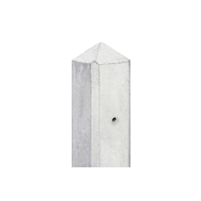 Afbeelding van Eindpaal Beton Wit/grijs Met Diamant Kop 10x10x308cm t.b.v. 2 Platen Voor Schermen 180cm Hoog