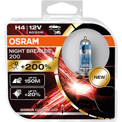 Afbeelding van Osram H4 Night Breaker 200 Duobox 12V 60/55W P43t