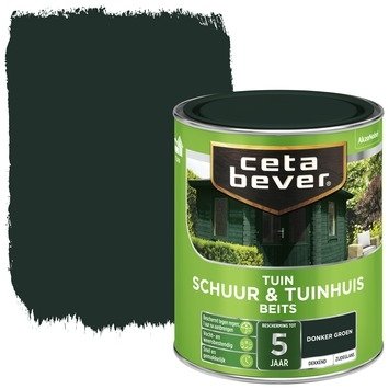 Afbeelding van Ceta Bever Dekkend Tuinbeits Schuur &amp; Tuinhuis 605 Donker Groen 0,75 liter Blanke lak Beits