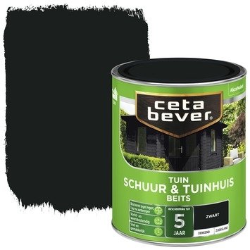 Afbeelding van Ceta Bever Dekkend Tuinbeits Schuur &amp; Tuinhuis Zwart 0,75 liter Blanke lak Beits