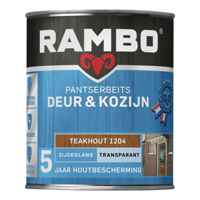 Afbeelding van Rambo Pantserbeits Deur &amp; Kozijn Transparant Zijdeglans Teakhout 1204