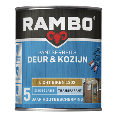 Afbeelding van Rambo Pantserbeits Deur &amp; Kozijn Transparant Zijdeglans Licht Eiken 1202