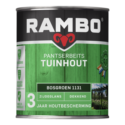 Afbeelding van Rambo Pantserbeits Tuinhout Dekkend Zijdeglans Bosgroen 1131 2,5 liter