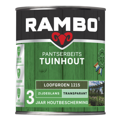 Afbeelding van Rambo Pantserbeits Tuinhout Transparant Zijdeglans Loofgroen 1215 2,5 liter