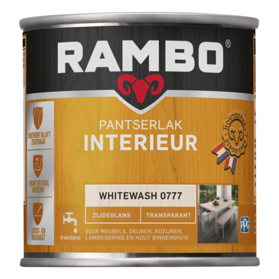 Afbeelding van Rambo Pantserlak Interieur Transparant Zijdeglans Lak 750 ml 0777 Whitewash