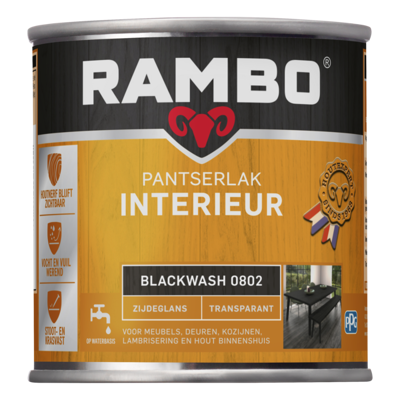 Afbeelding van Rambo Interieur Lak Transparant Zijdeglans Blackwash 0802 0,75 liter