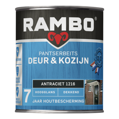 Afbeelding van Rambo Pantserbeits Deur &amp; Kozijn Dekkend Hoogglans Antraciet 1216