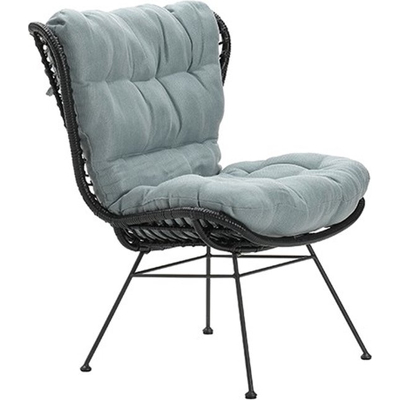 Afbeelding van Libelle relax fauteuil black rotan en mint grey Garden Impressions