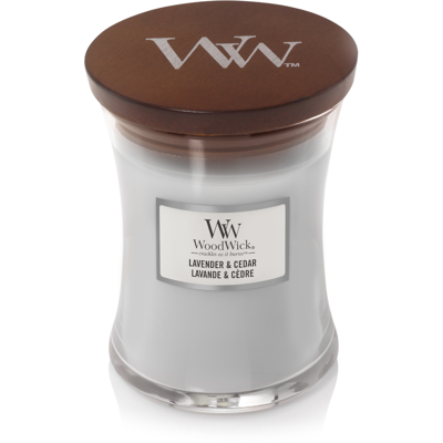 Afbeelding van WW Lavender &amp; Cedar Medium Candle WoodWick