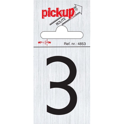 Afbeelding van Route alulook 60 x 44 mm Sticker zwarte cijfer 3 pick up Pickup